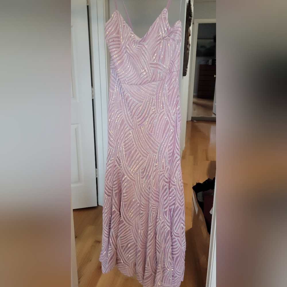 Morgan & Co scoop neck sequin mermaid dress